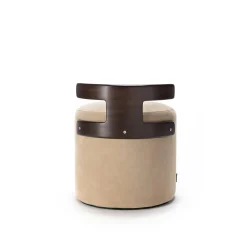 Exteta Ottomans & Poufs<Cream White Leather T-Pouf with Backrest