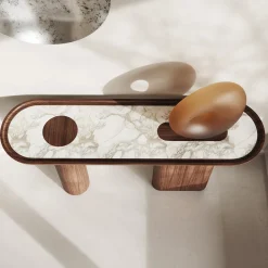 Ultramobili Consoles<Creta Black Walnut With White Arabescato Marble Top Console