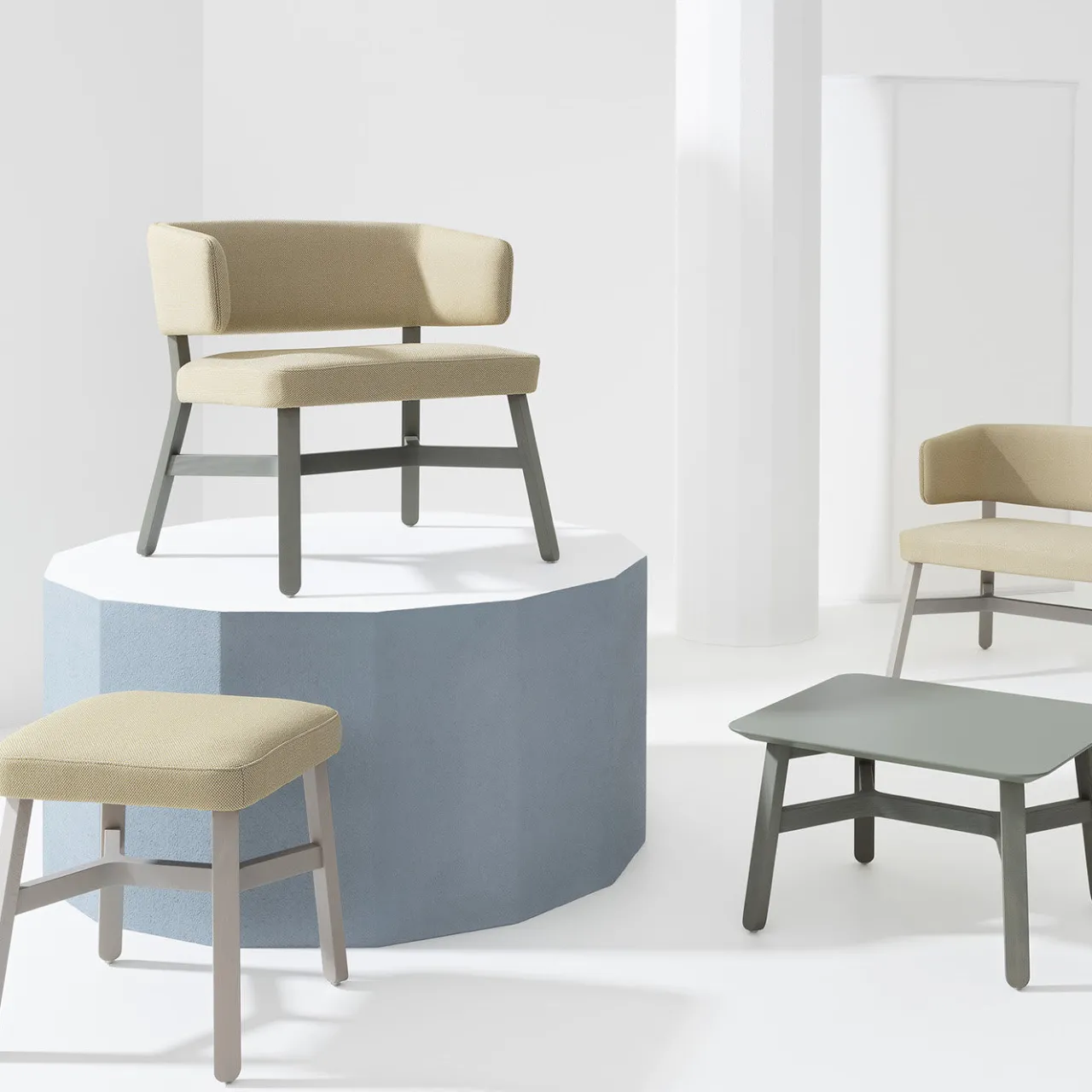 Billiani 1911 Lounge Chairs<Croissant 572 Beige Chair by Emilio Nanni