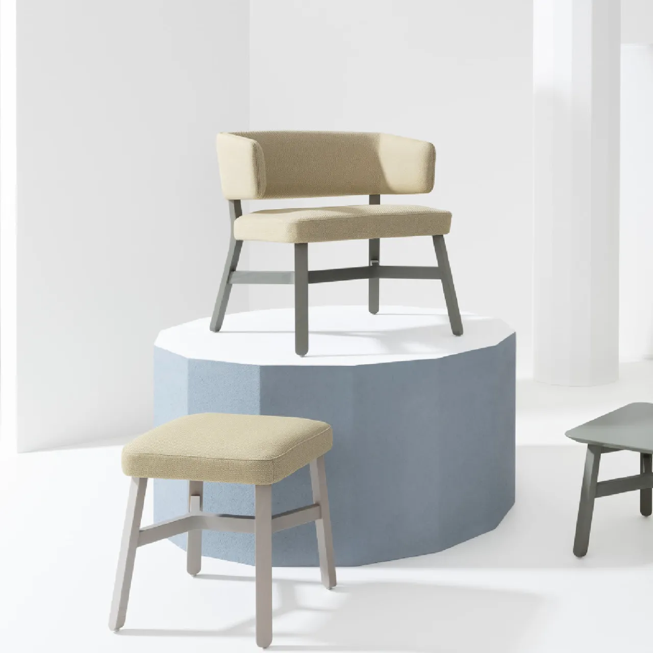 Billiani 1911 Stools<Croissant 579 Pale Yellow Ottoman by Emilio Nanni