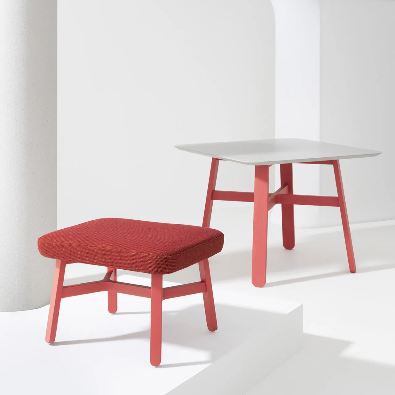 Billiani 1911 Stools<Croissant 564 Red Ottoman by Emilio Nanni