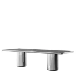 Ultramobili Dining Tables<Crono Steel and Noir Desir Marble Dining Table