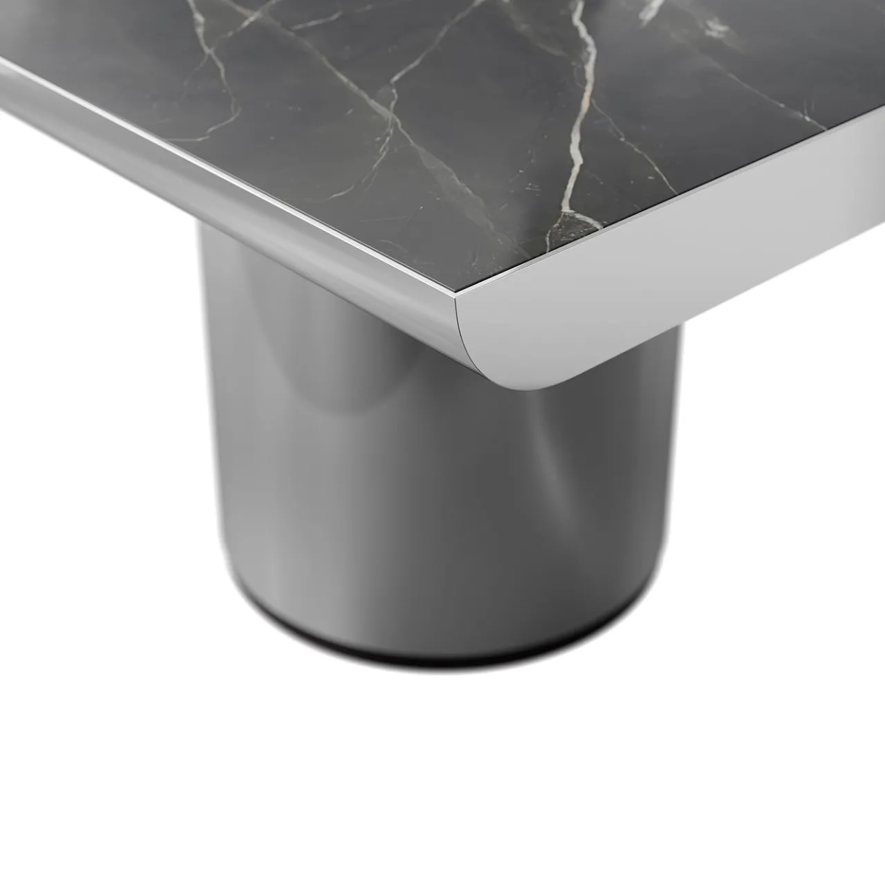 Ultramobili Dining Tables<Crono Steel and Noir Desir Marble Dining Table