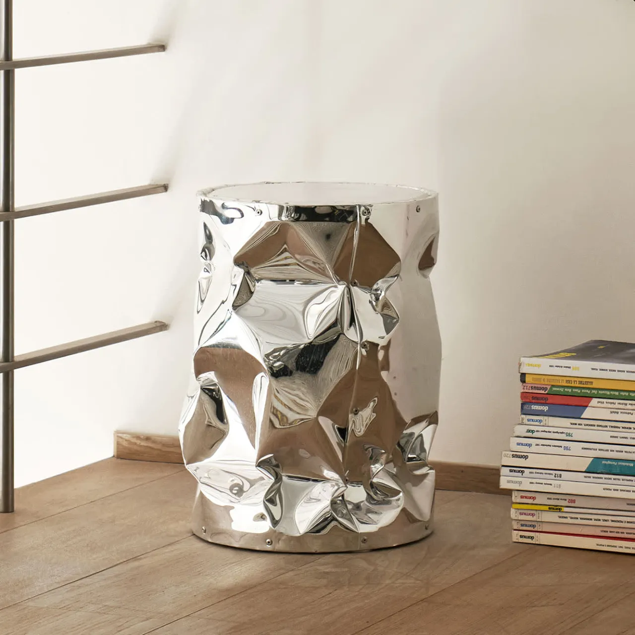 Opinion Ciatti Stools<Crumpled Chrome Aluminium Stool #2