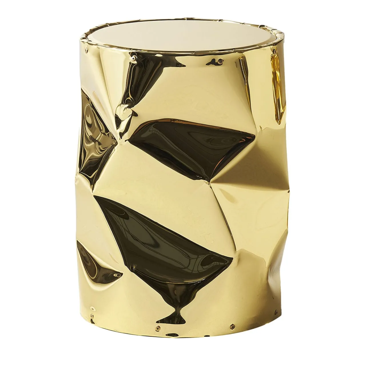 Opinion Ciatti Stools<Crumpled Gold Aluminium Stool #1