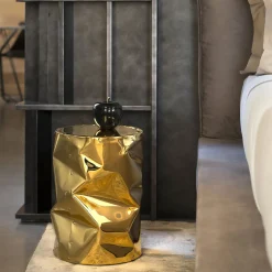 Opinion Ciatti Stools<Crumpled Gold Aluminium Stool #1