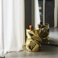 Opinion Ciatti Stools<Crumpled Gold Aluminium Stool #1