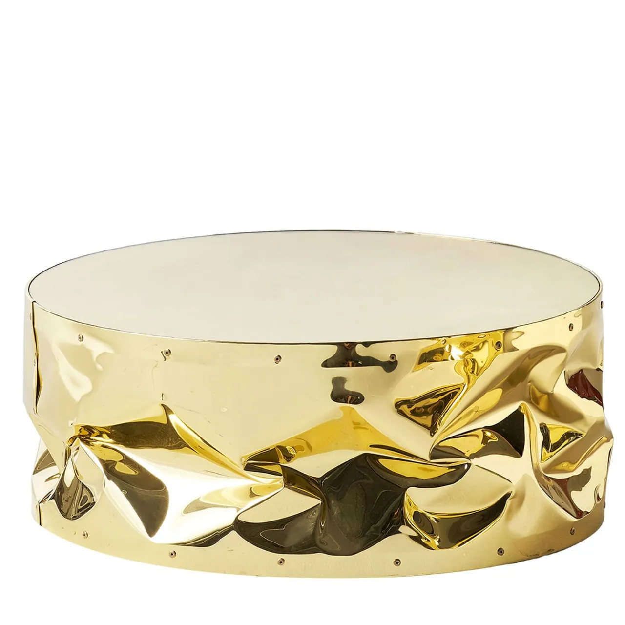 Opinion Ciatti Coffee Tables<Crumpled Gold Aluminum Coffee Table with Mirror Top #1