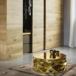 Opinion Ciatti Coffee Tables<Crumpled Gold Aluminum Coffee Table with Mirror Top #1