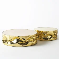 Opinion Ciatti Coffee Tables<Crumpled Gold Aluminum Coffee Table with Mirror Top #2