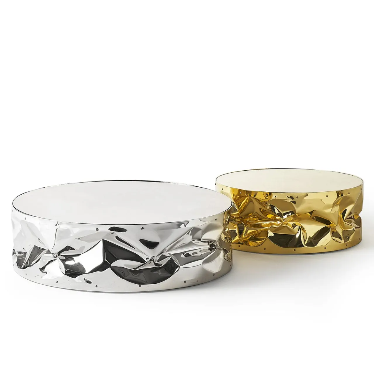 Opinion Ciatti Coffee Tables<Crumpled Gold Aluminum Coffee Table with Mirror Top #2