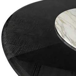 Franco Bianchini Dining Tables<Crystal Round Wood & Metal Dining Table with Lazy Susan Marble insert