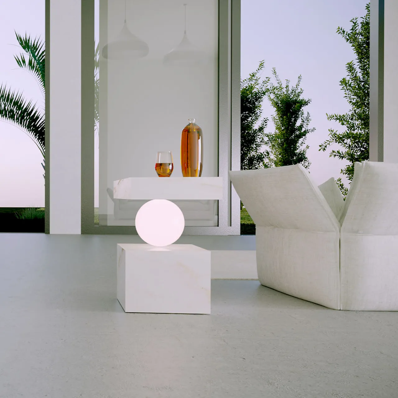 Dimarmo Side Tables<CS Luminous Calacatta Side Table