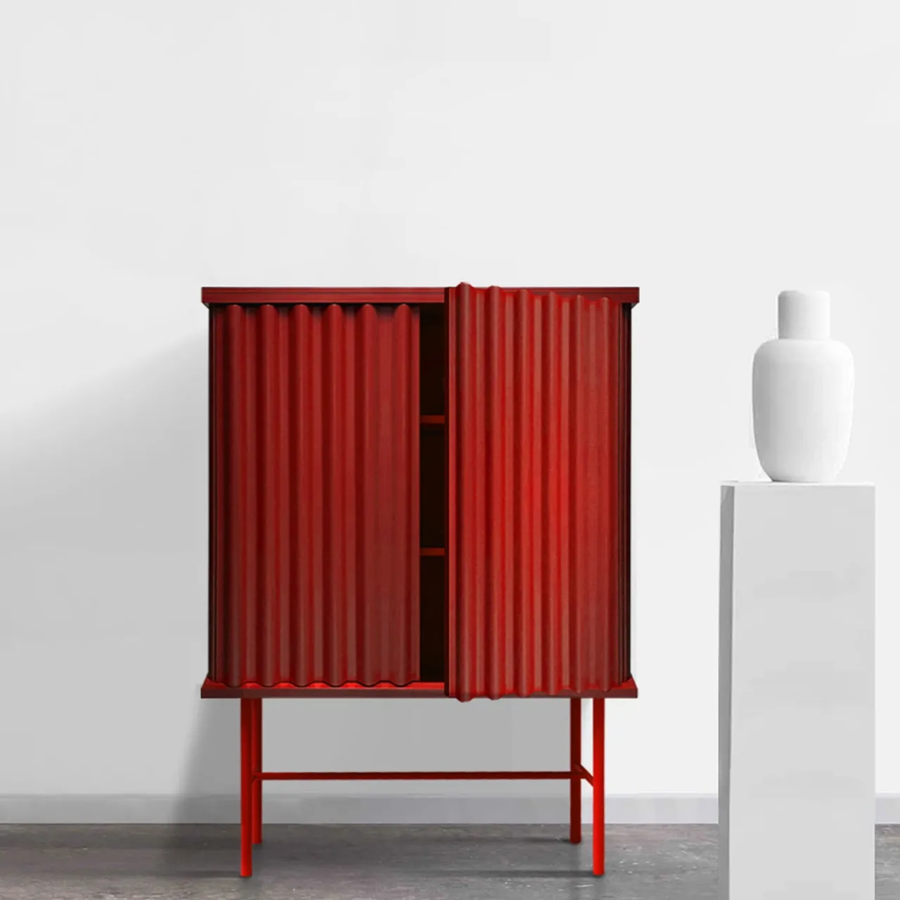DLA Design Lab Cabinets<Curl Fire Red 2-Door MDF Cabinet