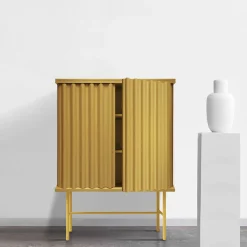 DLA Design Lab Cabinets<Curl Golden Yellow 2-Door MDF Cabinet