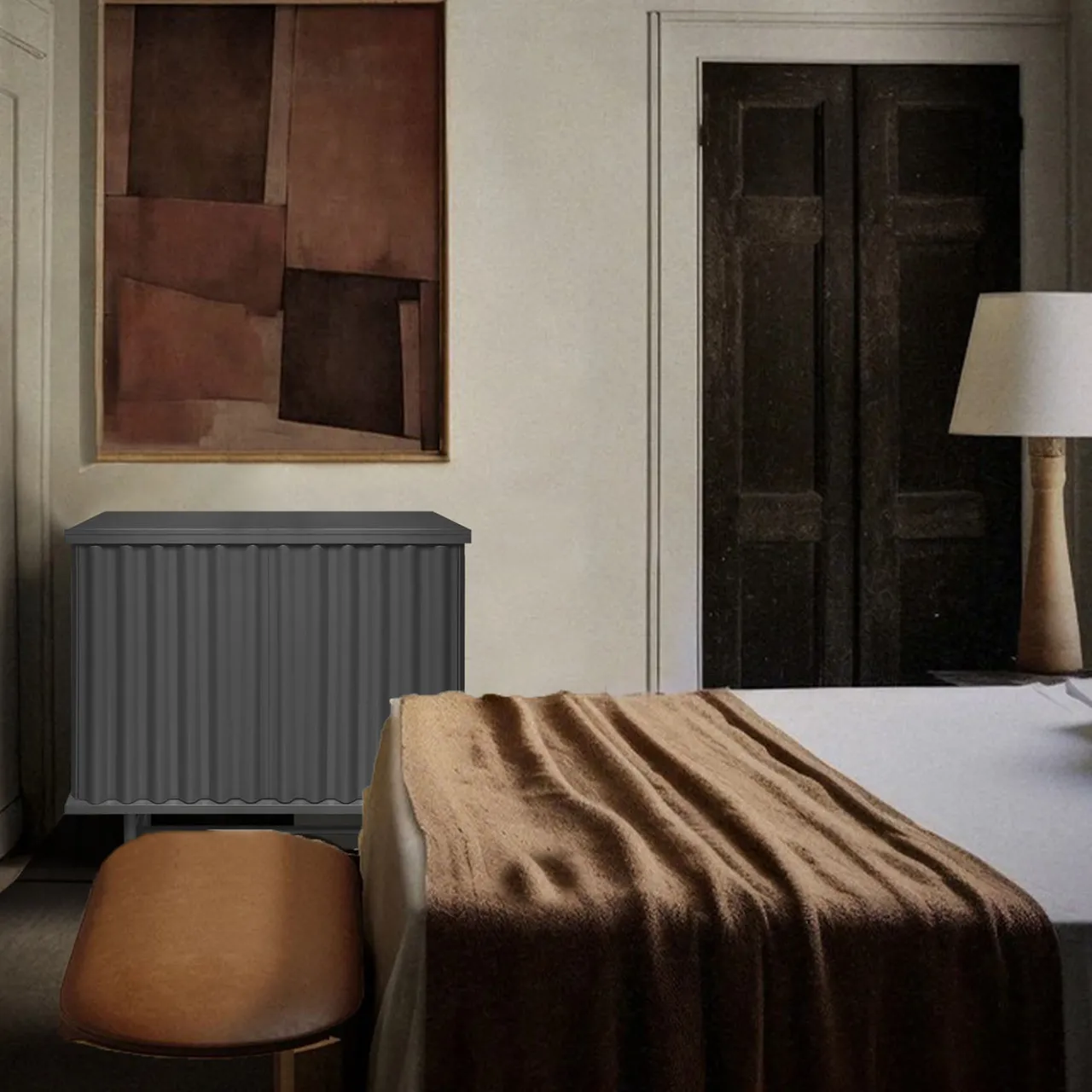 DLA Design Lab Cabinets<Curl Slate Gray 2-Door MDF Cabinet