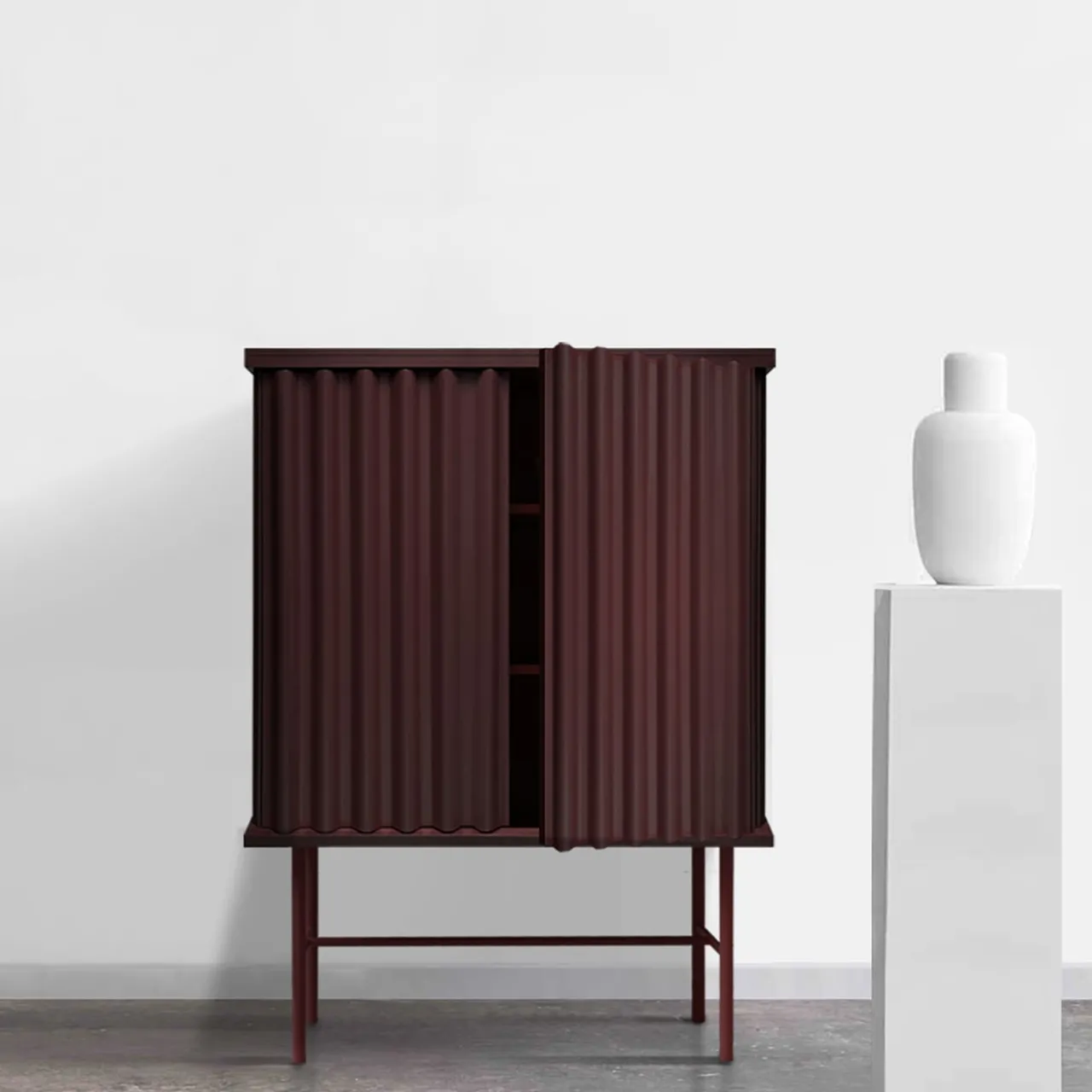 DLA Design Lab Cabinets<Curl Wine Red 2-Door MDF Cabinet