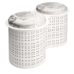 Splot Design Ottomans & Poufs<Currus White Metal Double Pouf
