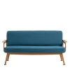 Gaffuri Outdoor Sofas & Benches<Curved Teak & Blue Textile Outdoor Sofa