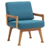 Gaffuri Outdoor Armchairs<Curved Teak & Blue Textile Outdoor Armchair