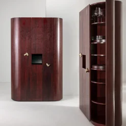 Laura Meroni Bar Cabinets<Curved-Sides Tall 4-Door Shellac Cabinet