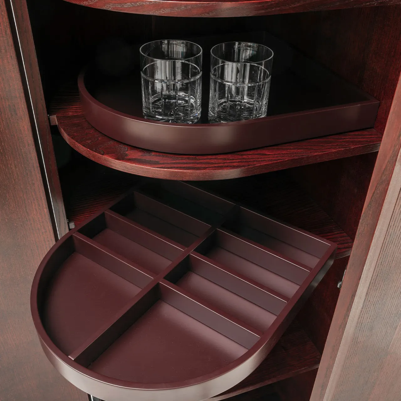 Laura Meroni Bar Cabinets<Curved-Sides Tall 4-Door Shellac Cabinet