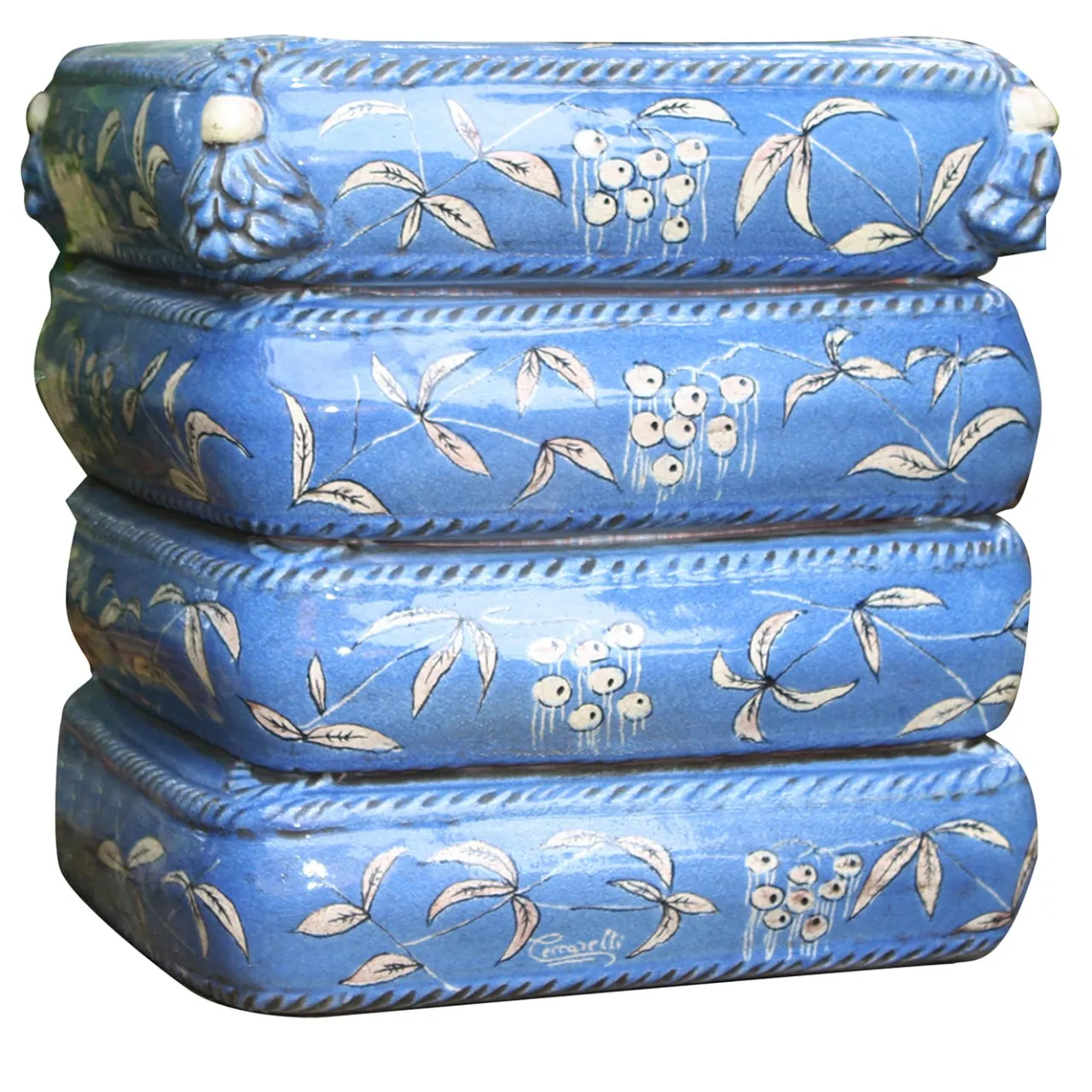Ceramiche Ceccarelli Other Outdoor Furniture<4-Cushions Blue Ceramic Pouf