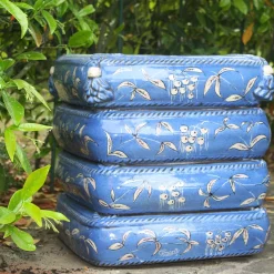 Ceramiche Ceccarelli Other Outdoor Furniture<4-Cushions Blue Ceramic Pouf