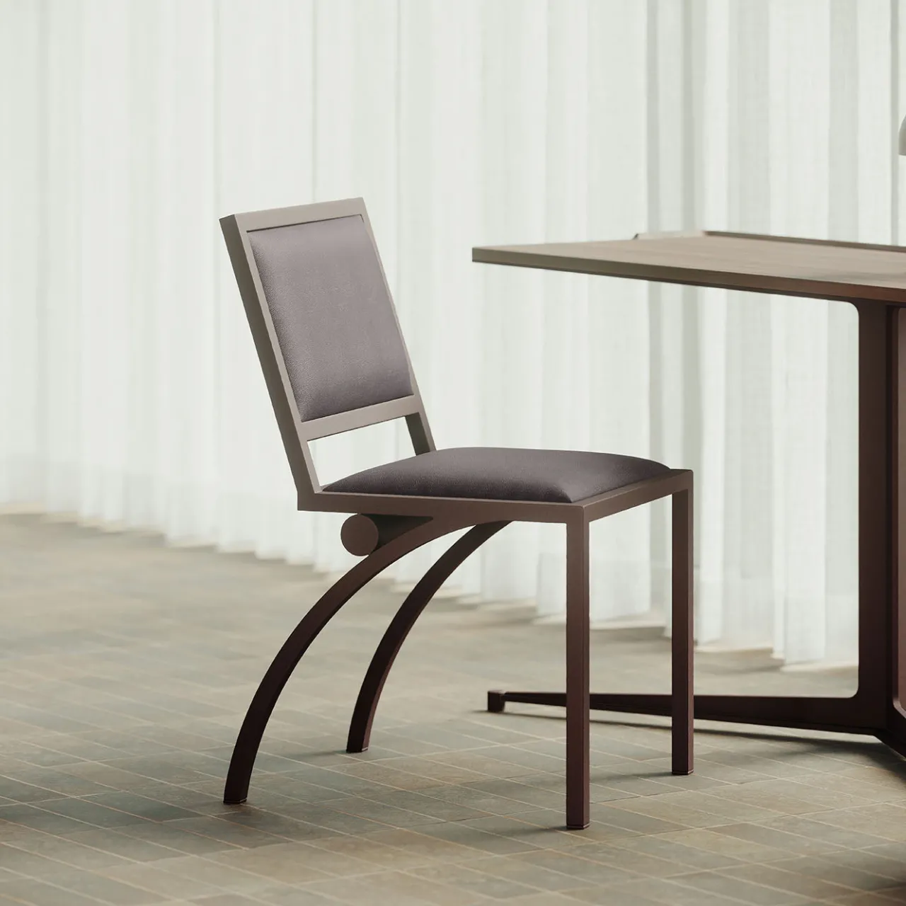 Tato Chairs<Cylindre Leather & Bronze Finish Iron Chair
