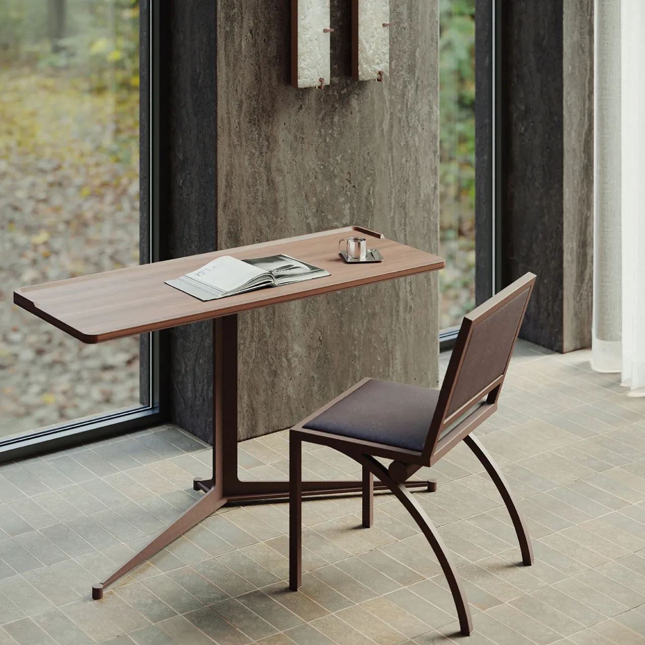 Tato Chairs<Cylindre Leather & Bronze Finish Iron Chair