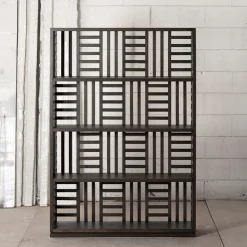 A&B Living Bookcases<Damier Canaletto Walnut Wood Bookshelf
