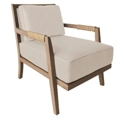 Garbarino Collections Lounge Chairs<Dan beige leather and light brown ash wood Lounge Chair