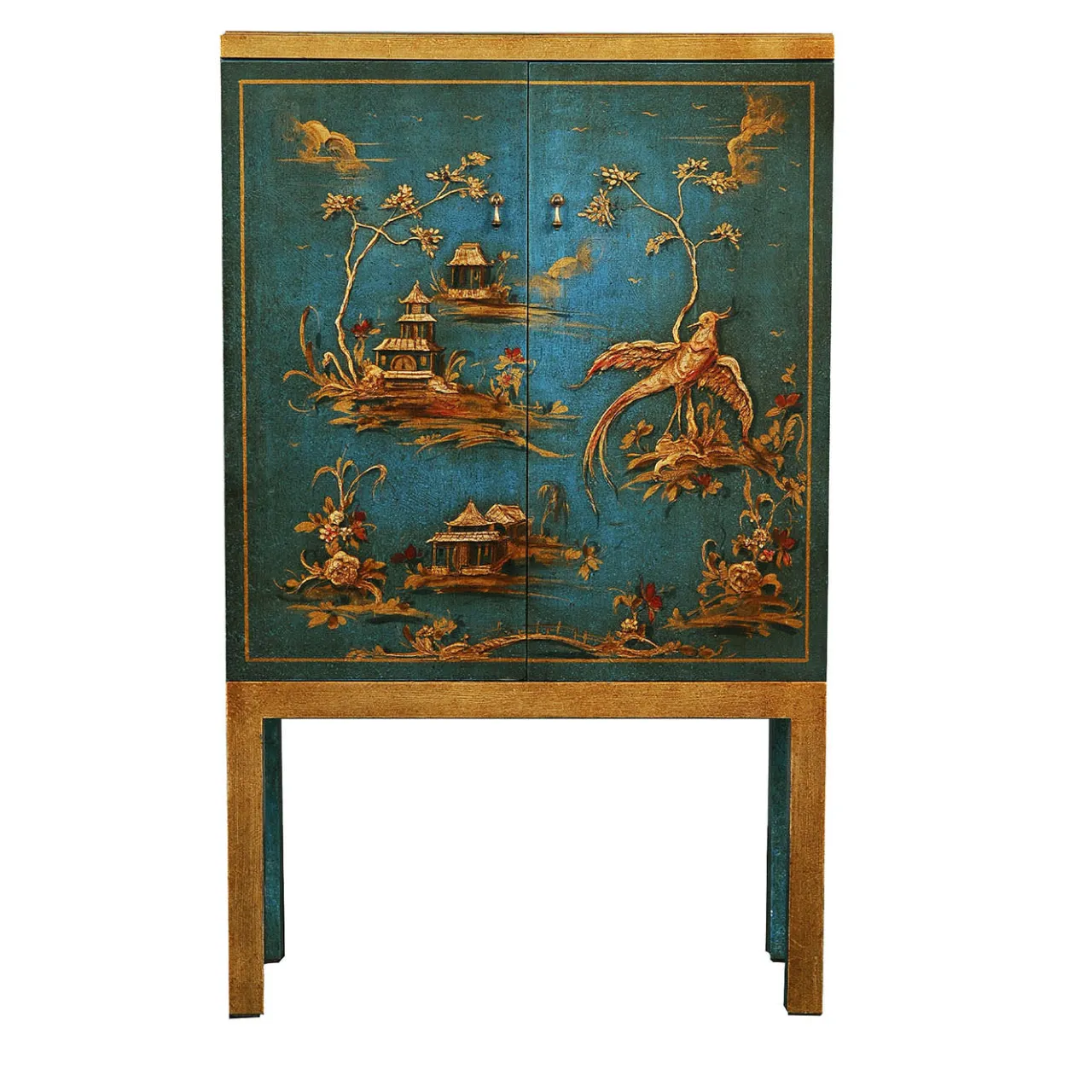Spini Firenze Bar Cabinets<Dante Chinoiserie-Style Carved Wooden Bar Cabinet