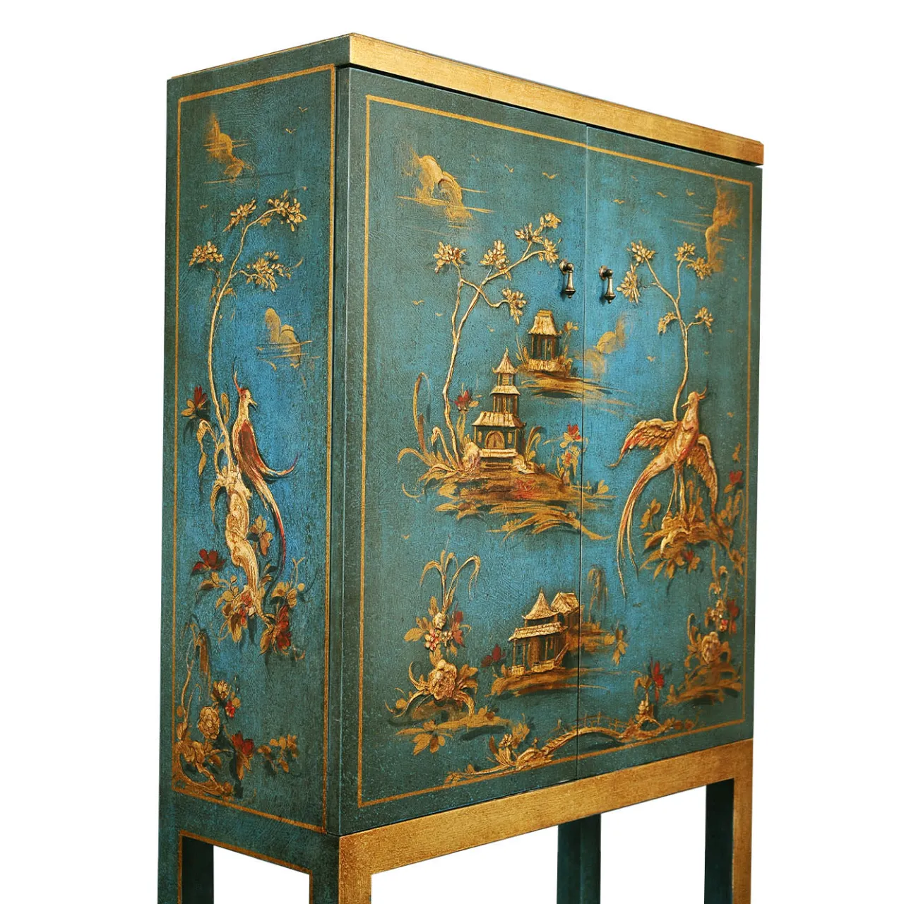 Spini Firenze Bar Cabinets<Dante Chinoiserie-Style Carved Wooden Bar Cabinet