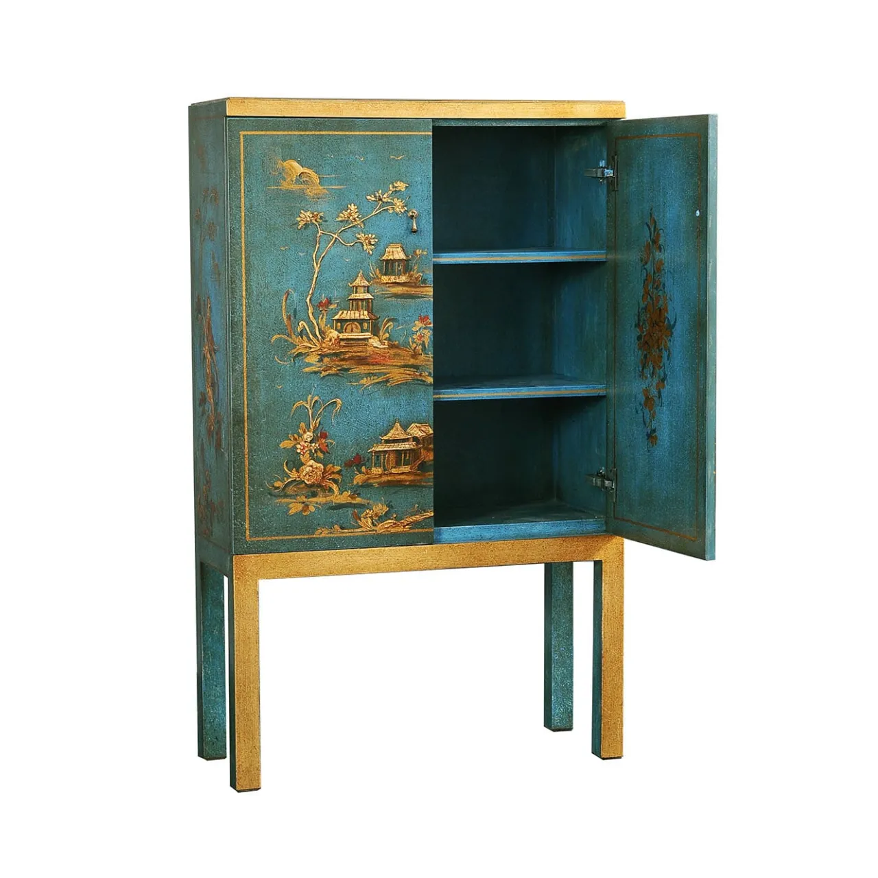 Spini Firenze Bar Cabinets<Dante Chinoiserie-Style Carved Wooden Bar Cabinet