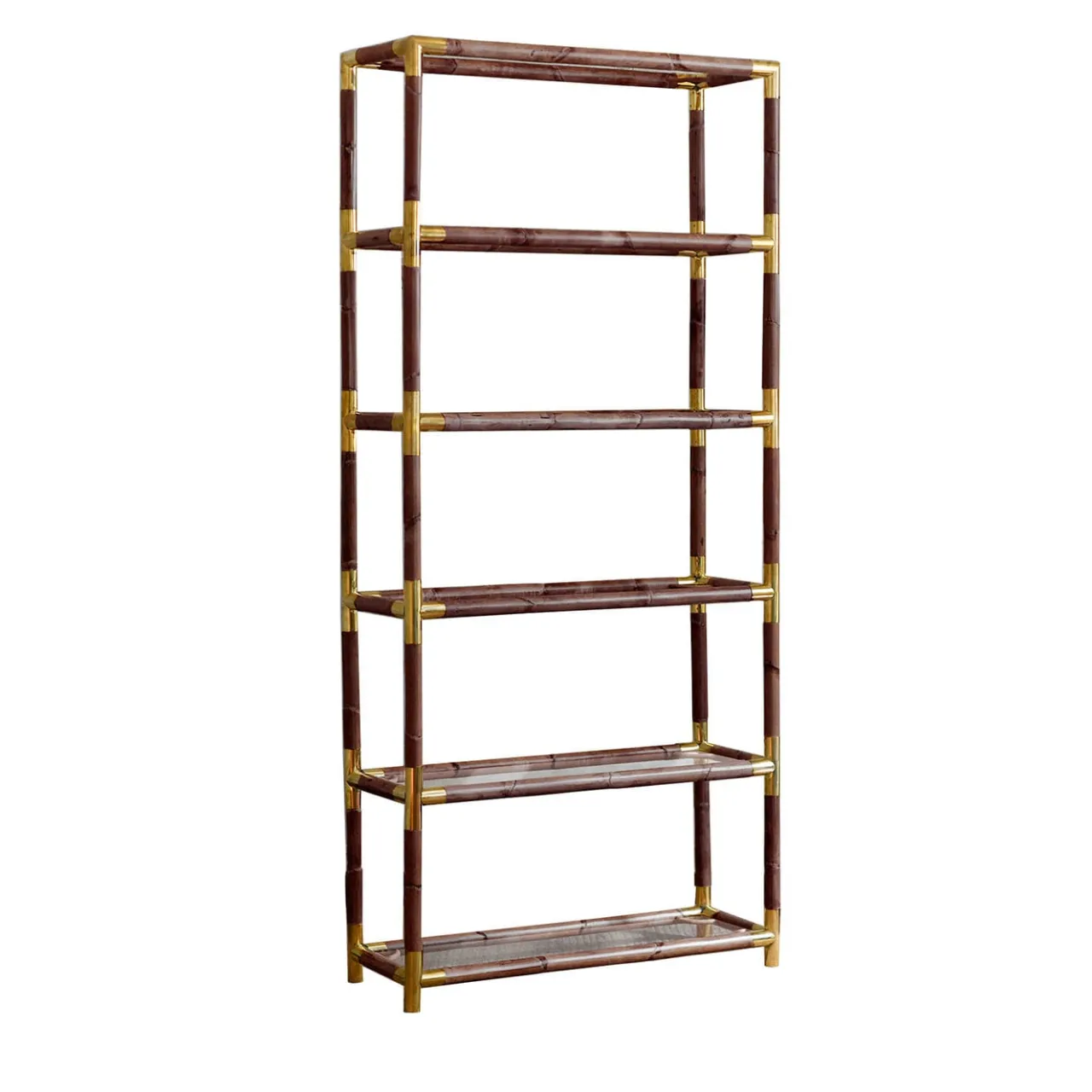Molto Collectibles Bookcases<Dark Bamboo With Brass Fittings Bookcase