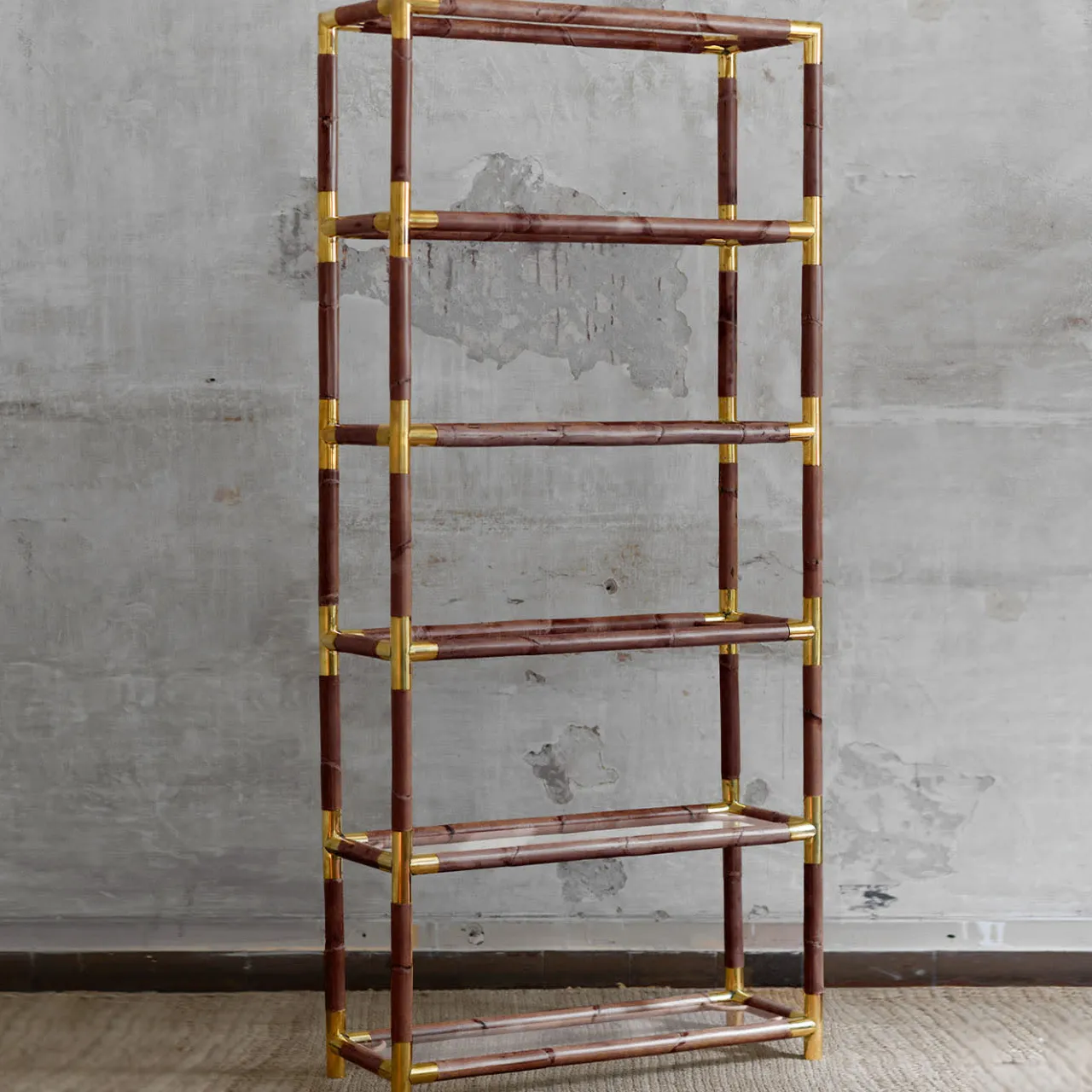 Molto Collectibles Bookcases<Dark Bamboo With Brass Fittings Bookcase