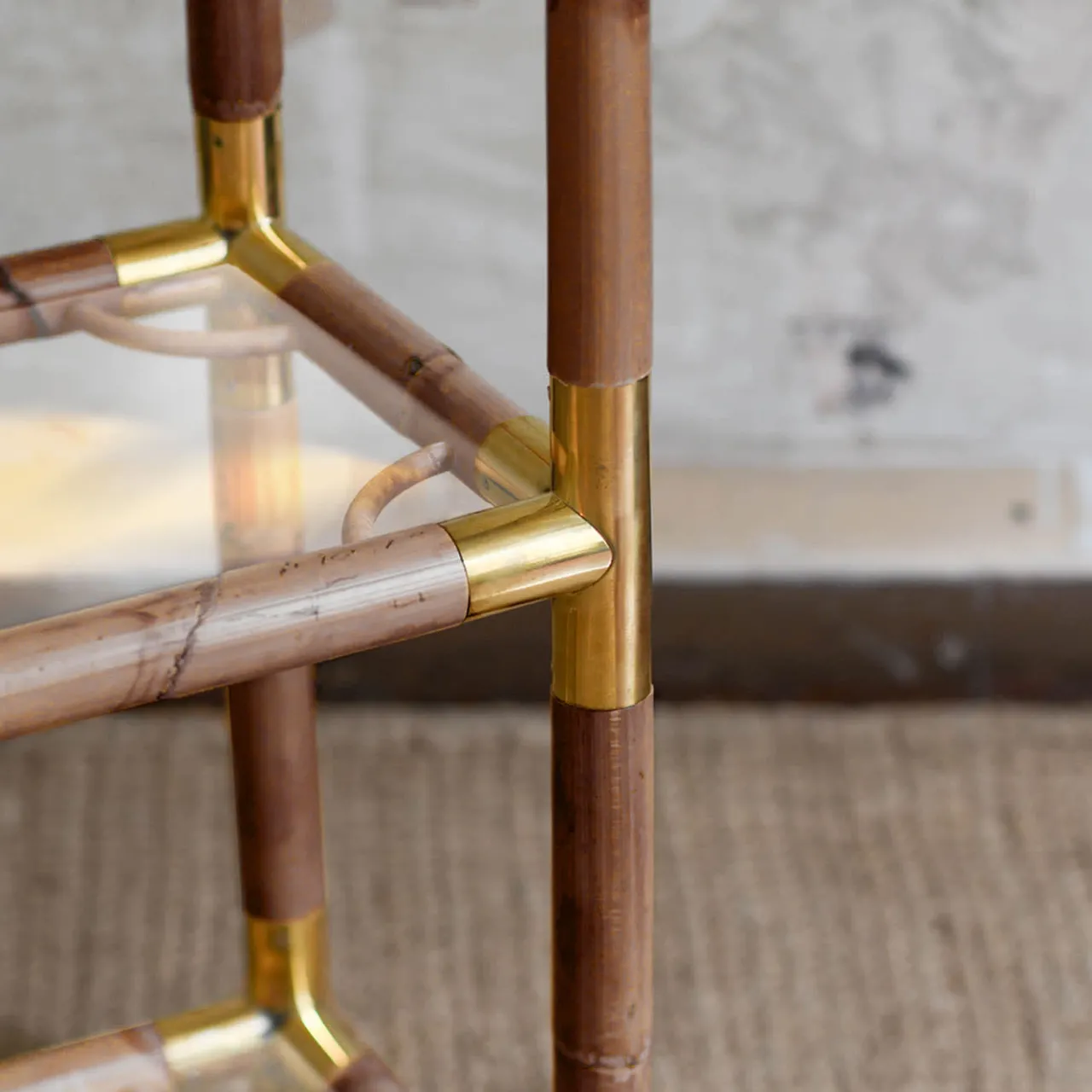 Molto Collectibles Bookcases<Dark Bamboo With Brass Fittings Bookcase