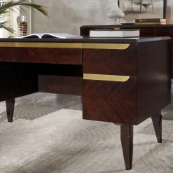 Guerra Vanni Desk & Writing Tables<Dark Eucalyptus Writing Desk with Brass Handles