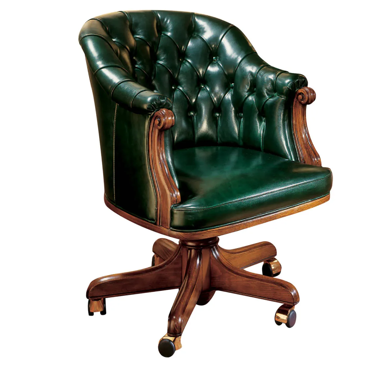 Marzorati Office Chairs<Dark Green Leather Armchair
