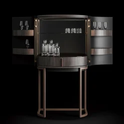 CPRN Homood Bar Cabinets<Dark Walnut Curved Bar Cabinet