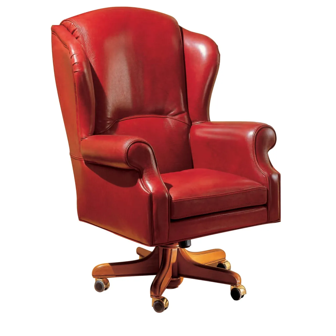 Marzorati Office Chairs<Deep Red Leather Armchair