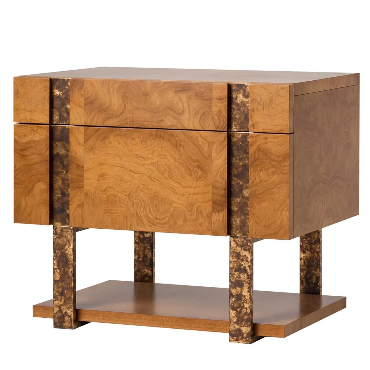 Mantellassi 1926 Nightstands<Diadema Bedside table in myrtle briarwood veneer stained in walnut