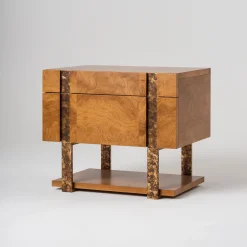 Mantellassi 1926 Nightstands<Diadema Bedside table in myrtle briarwood veneer stained in walnut