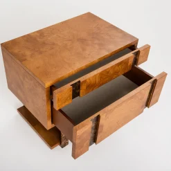 Mantellassi 1926 Nightstands<Diadema Bedside table in myrtle briarwood veneer stained in walnut