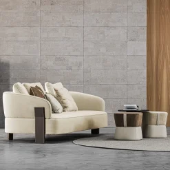 Meroni & Colzani Sofas<Diamante Glamour Beige Fabric Sofa Designed by Marco Piva
