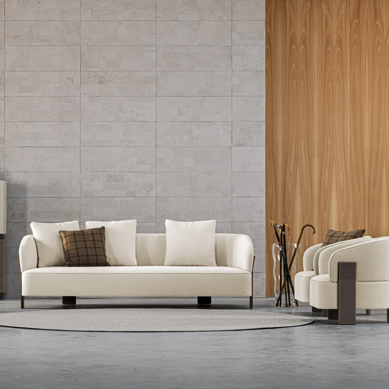 Meroni & Colzani Sofas<Diamante Glamour Beige Fabric Sofa Designed by Marco Piva