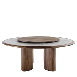 Durame Dining Tables<Diamante Round Canaletto & Carrara Marble Table with Lazy Susan