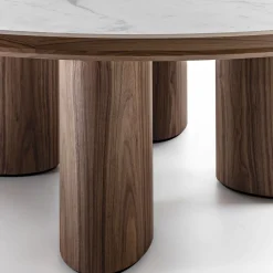 Durame Dining Tables<Diamante Round Canaletto & Carrara Marble Table
