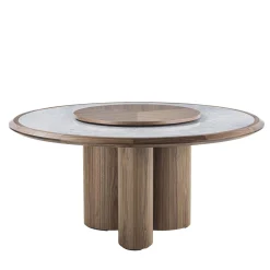 Durame Dining Tables<Diamante Table with Carrara Marble Top & Wooden Lazy Susan